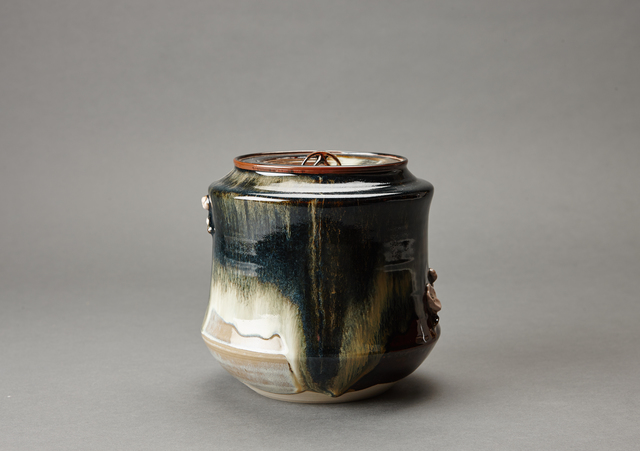 Miraku Kamei XV, ‘Water container (mizusashi) with ceramic lid, cherry handles, and kakewake’, ca. 2016, Pucker Gallery