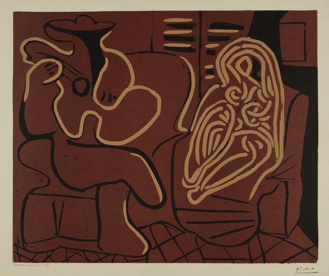 Pablo Picasso, ‘L'Aubade, avec femme dans un fauteuil (Femme dans un fauteuil et guitariste): two prints (B. 917; Ba. 1232)’, 1959, Sotheby's