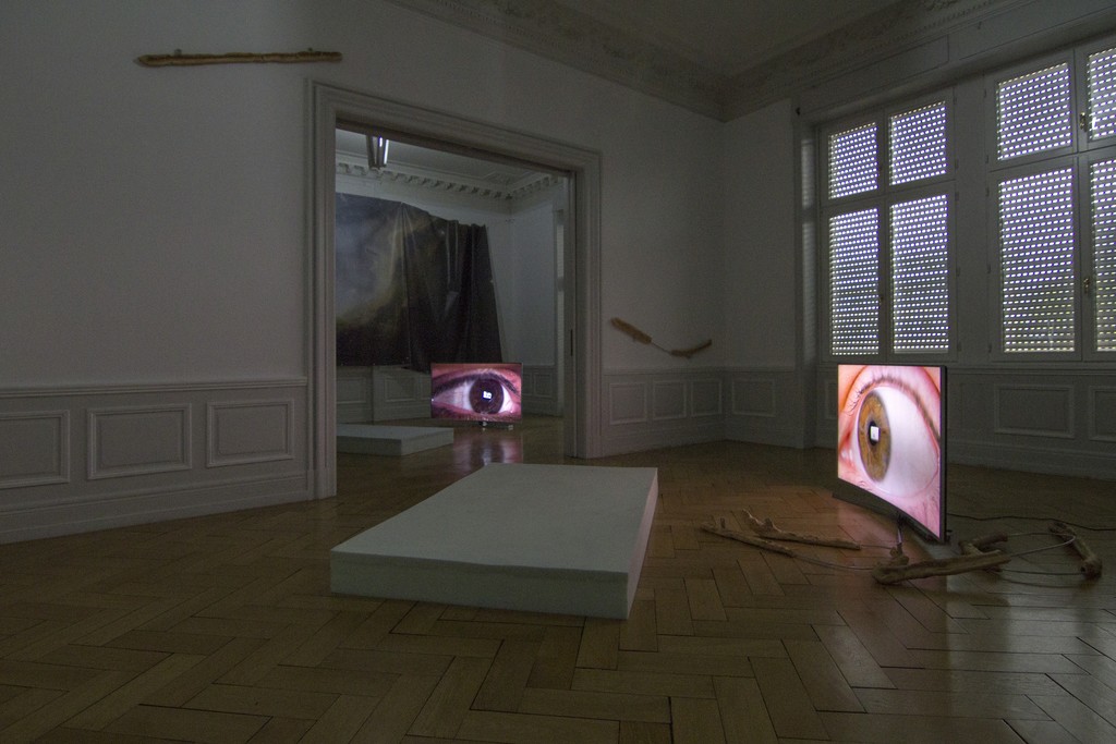 Installation View (from left to right):
Countdown Belladonna, Bread VI, bread dough on custom shaped aluminum rod, 140cm 2016 Countdown Belladonna, Nebula I (N90), digital print on mesh,size variable, 2016
Countdown Belladonna, Florian, 4k single channel video, 1:22h, 2016
Countdown Belladonna, Bread VII, bread dough on custom shaped aluminum rod, 140 x 20cm 2016 Countdown Belladonna, Bread III, bread dough on custom shaped aluminum rod, 95 x 34cm, 2016 Countdown Belladonna, Anna, 4k Installation View (from left to right):
Countdown Belladonna, Bread VI, bread dough on custom shaped aluminum rod, 140cm 2016 Countdown Belladonna, Nebula I (N90), digital print on mesh,size variable, 2016
Countdown Belladonna, Florian, 4k single channel video, 1:22h, 2016
Countdown Belladonna, Bread VII, bread dough on custom shaped aluminum rod, 140 x 20cm 2016 Countdown Belladonna, Bread III, bread dough on custom shaped aluminum rod, 95 x 34cm, 2016 Countdown Belladonna, Anna, 4k