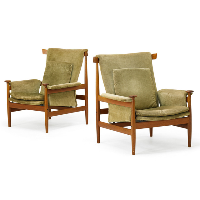 Finn Juhl, ‘Pair Of Bwana Chairs, Denmark’, 1960s, Rago/Wright