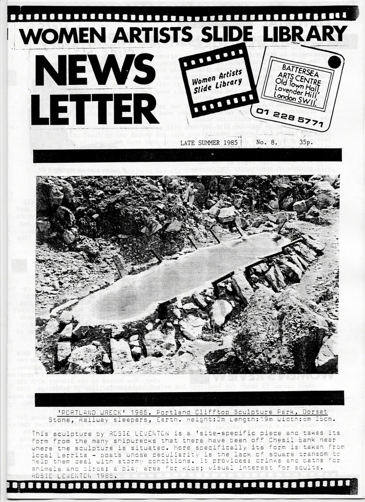 Women Artists Slide Library News Letter, Late Summer 1986, No. 8., Women's Art Library magazine, courtesy of the Women's Art Library, Goldsmiths, University of London Women Artists Slide Library News Letter, Late Summer 1986, No. 8., Women's Art Library magazine, courtesy of the Women's Art Library, Goldsmiths, University of London