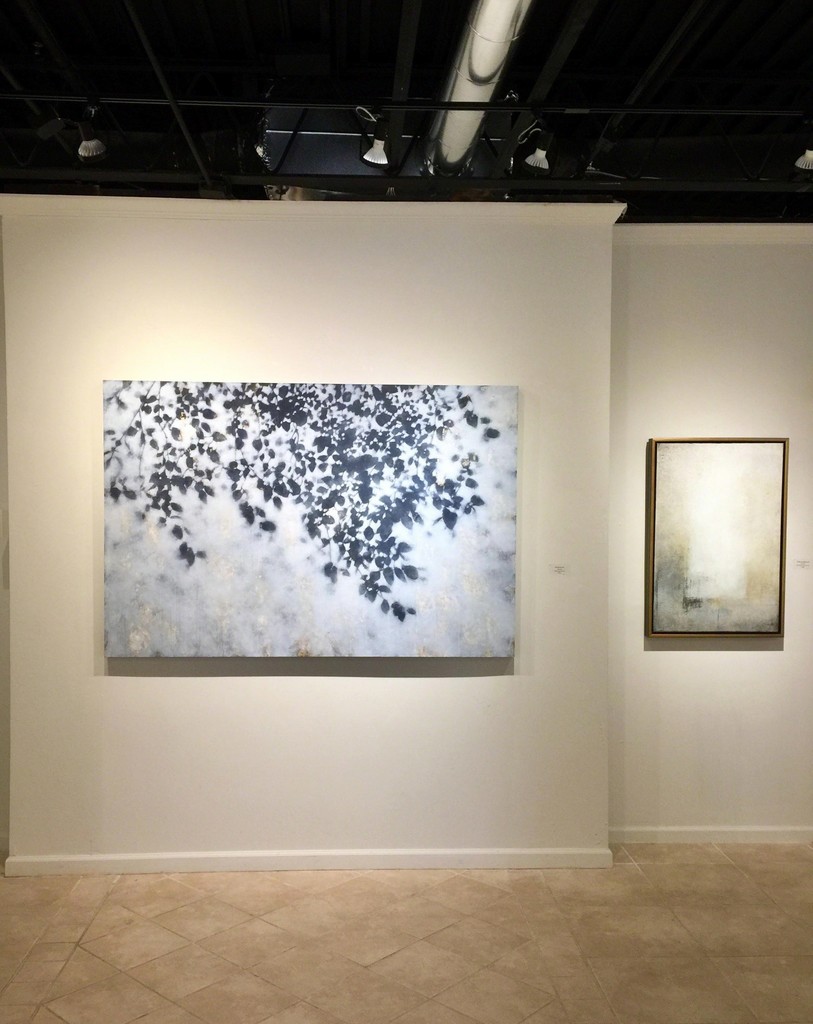 Signs of Spring exhibition, (L) David Kidd, Grey Morning, acrylic on panel, 48 x 72 inches; (R) Scott Upton, Shades and Shadows, mixed media on canvas, 36 x 24 inches Signs of Spring exhibition, (L) David Kidd, Grey Morning, acrylic on panel, 48 x 72 inches; (R) Scott Upton, Shades and Shadows, mixed media on canvas, 36 x 24 inches