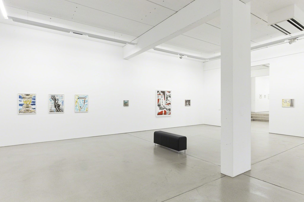 Installation view of the two person show "Through a Glass, Clearly" by Sebastian Burger and Stefan Guggisberg, G2 Kunsthalle, Leipzig (Germany), September 9, 2016 – January 15, 2017, from left to right: 3 compositions by Sebastian Burger followed by the small piece "Zentren" (2012/2016, oil on paper, 25 x 22 cm) by Stefan Guggisberg and more works by both artists (alternating), photo: Dotgain © the artists & G2 Kunsthalle, Leipzig. Installation view of the two person show "Through a Glass, Clearly" by Sebastian Burger and Stefan Guggisberg, G2 Kunsthalle, Leipzig (Germany), September 9, 2016 – January 15, 2017, from left to right: 3 compositions by Sebastian Burger followed by the small piece "Zentren" (2012/2016, oil on paper, 25 x 22 cm) by Stefan Guggisberg and more works by both artists (alternating), photo: Dotgain © the artists & G2 Kunsthalle, Leipzig.