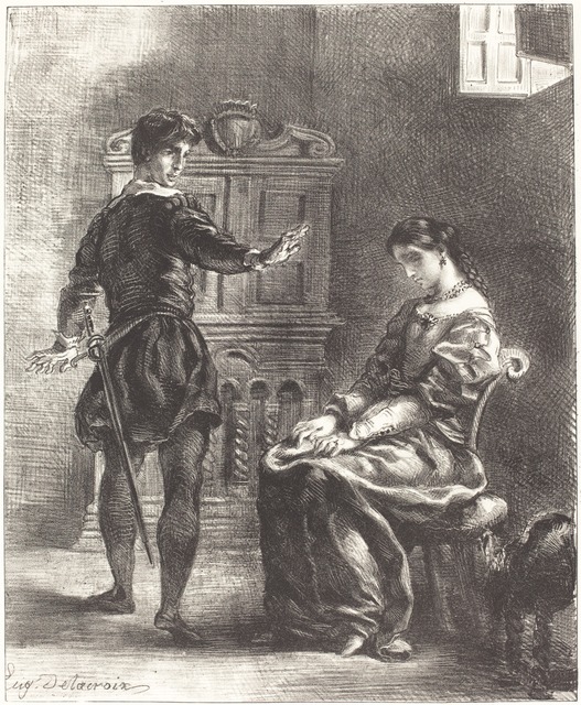 Eugène Delacroix Hamlet and Ophelia (Act III, Scene I) (1834/1843