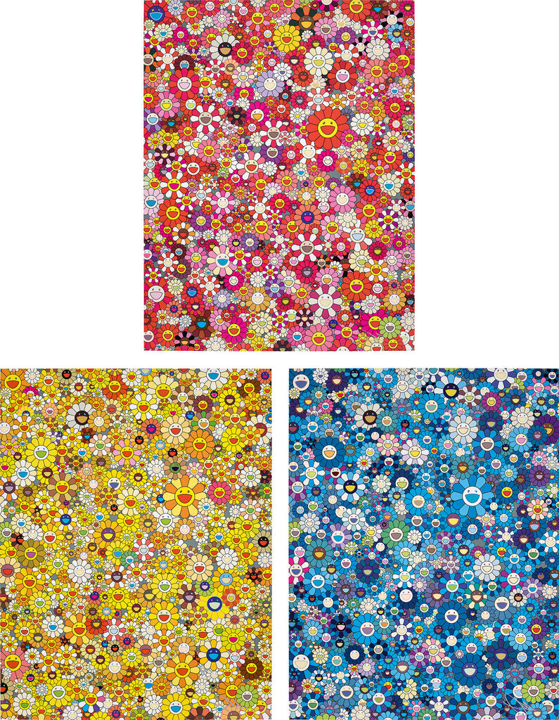 Takashi Murakami - An Homage to Monopink, 1960 E; An Homage to IKB, 1957 E; and An Homage to IKB, 1957 F
