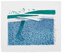 David Hockney - Lithographic Water Made of Lines, Crayon, and a Blue Wash
