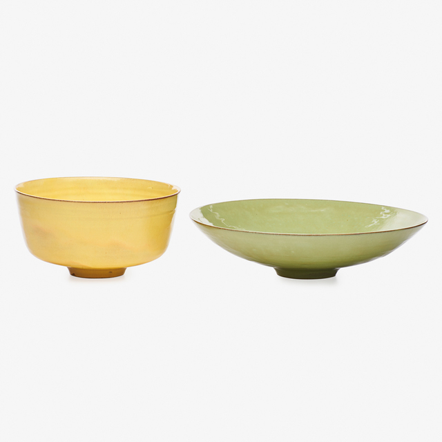 Gertrud Natzler, ‘Celadon and yellow bowls, Los Angeles, CA’, 1958, Design/Decorative Art, Glazed earthenware, Rago/Wright