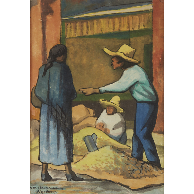 Diego Rivera, ‘The Merchant’, Drawing, Collage or other Work on Paper, Watercolor and mixed media on Japan-style paper laid down to paper board, Freeman's