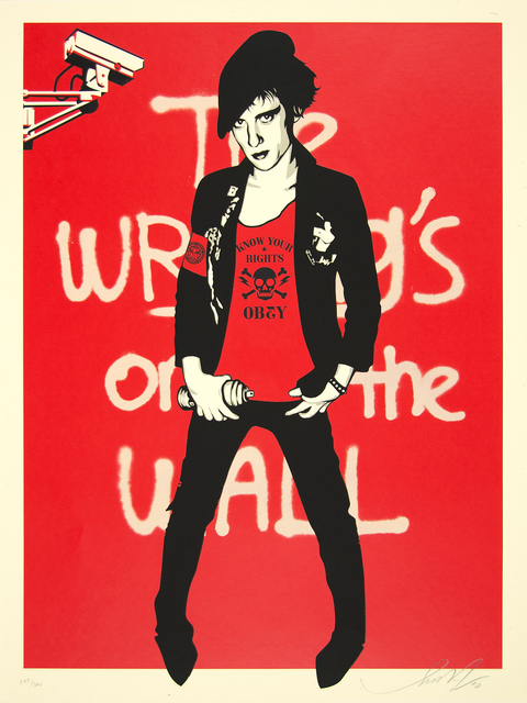 Shepard Fairey, ‘Writing on the Wall (Red)’, 2010, Print, Screenprint on paper, Heather James Fine Art Gallery Auction