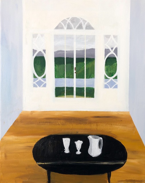 Polly Shindler, ‘Drop Leaf Table with Pitcher and Sundae Glasses’, 2018, Painting, Acrylic on canvas, Caitlin Berry Fine Art