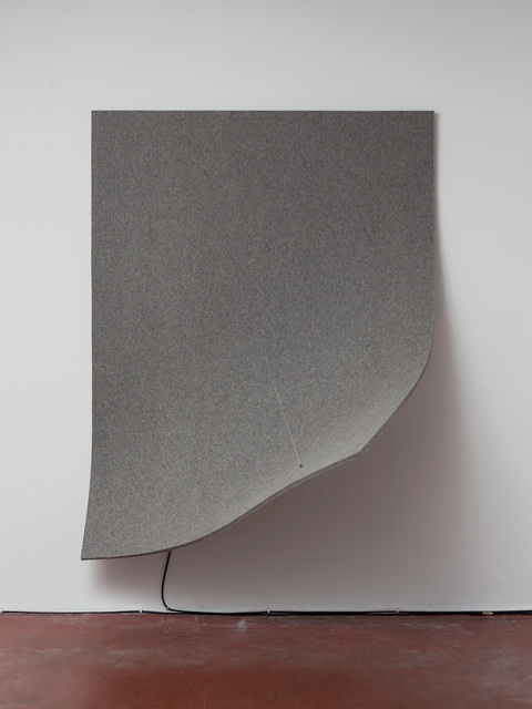 Naama Tsabar, ‘Work On Felt (Variation 13), Grey, ’, 2016, Installation, Carbon fiber, epoxy, wood, felt, microphone, guitar amplifier, Dvir Gallery