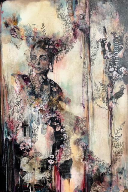 Marie-Josée Bergeron, ‘À la conquête de la vulnérabilité’, 2020, Painting, Alcohol ink, acrylic paint, fabric, papers, and mixed medias on canvas, Artêria