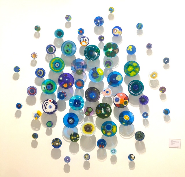 Klari Reis, ‘Hypochondria Blue, 60 pieces’, 2018, Sculpture, Mixed Media on Petri Dish, T-nuts and Steel Rods, Cynthia Corbett Gallery