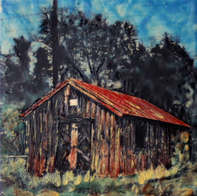 Gillian Pokalo, ‘Station House’, 2018, Print, Encaustic and Photo Screen print on panel, InLiquid