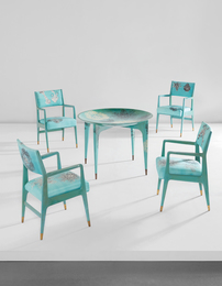 Unique "Madrepore" dining table and set of four armchairs