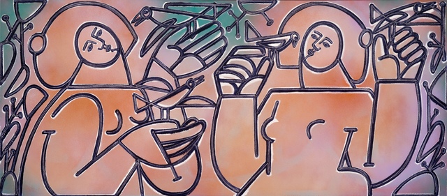 America Martin, ‘Women and Birds’, 2020, Painting, Oil, Acrylic, Spray Paint on Canvas, JoAnne Artman Gallery