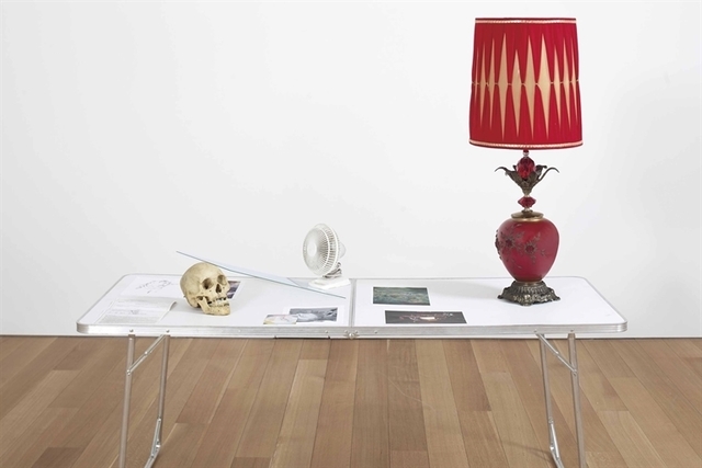 Cheyney Thompson, ‘Table Displaying Gifts from the Landlord and Working Papers’, Christie's