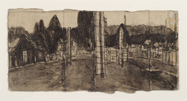 James Castle, ‘Untitled (Landscape with totem)’, Drawing, Collage or other Work on Paper, Soot and spit on found paper, Fleisher/Ollman