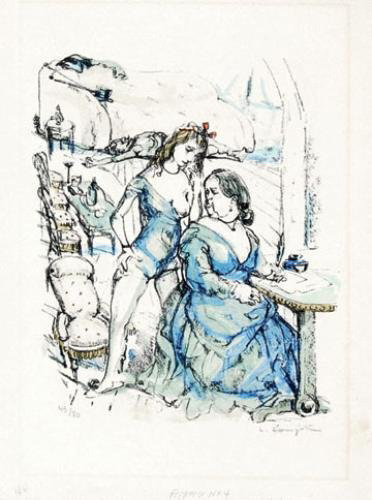 藤田嗣治、「Jeune Femme a la robe bleue」 藤田嗣治【JEUNE FILLE A LA ROBE BLEUE】 藤田嗣治、「Jeune