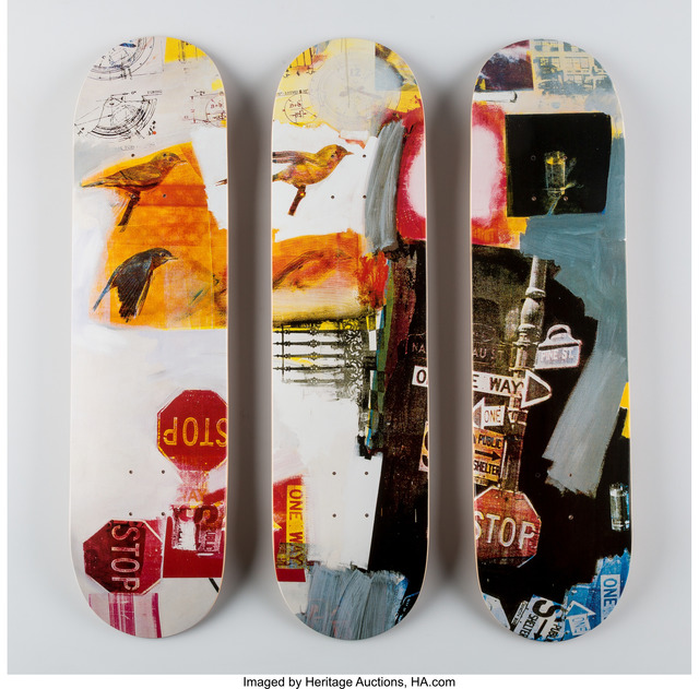 Robert Rauschenberg, ‘Overdrive, triptych’, 2016, Print, Screenprints in colors on skate decks, Heritage Auctions