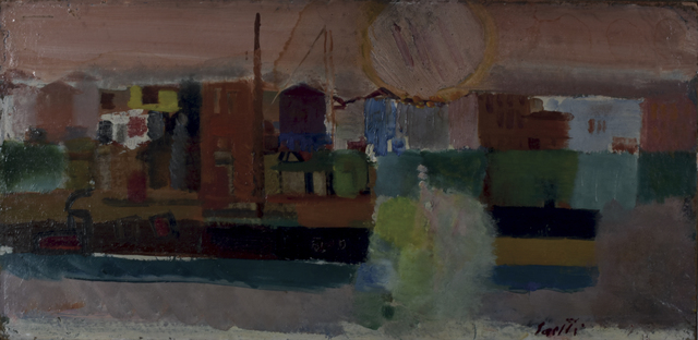 Bruno Saetti, ‘Paesaggio Con Sole’, 1954, Painting, Oil on cardboard, Itineris