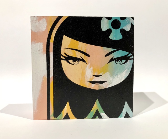 matt siren, ‘Ghost Girl #29’, 2018, Painting, Screenprint, acrylic and spray paint on wood block, Woodward Gallery
