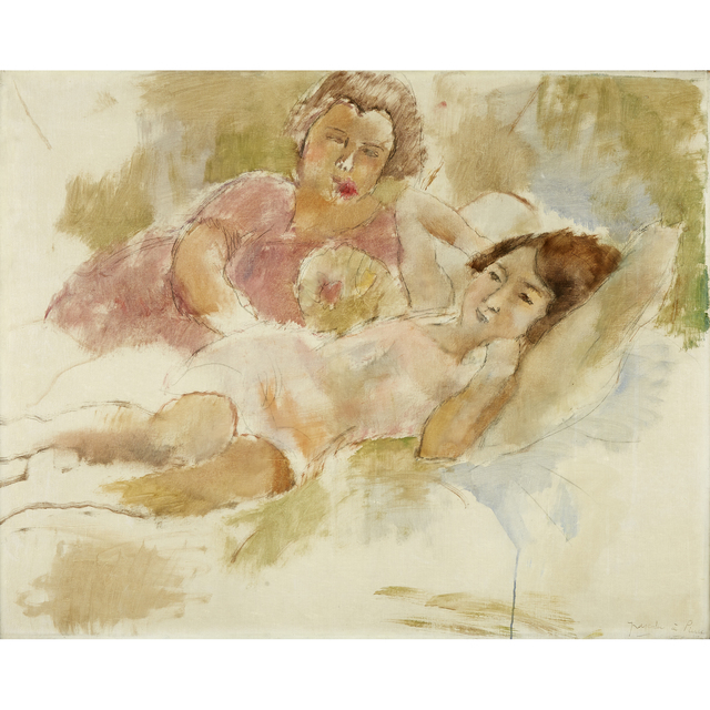 Jules Pascin, ‘Les Deux Amis’, 1928, Painting, Oil and crayon on canvas, Freeman's