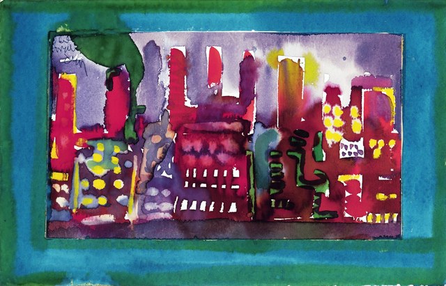 Romare Bearden Cityscape New York Scene (ca. 1985