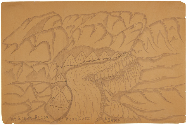 Joseph Yoakum, ‘Mt. Gebel Ataoa near Suez, Egypt’, n.d., Drawing, Collage or other Work on Paper, Graphite on paper, Cavin-Morris Gallery