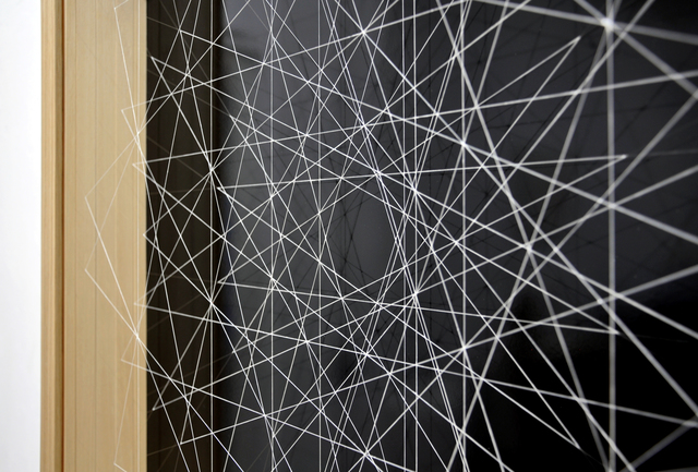Paolo Cavinato, ‘Destino’, 2012, Mixed Media, White acrylic paint on nylon line, wood frame, iron backboard , Plexiglas, The Flat - Massimo Carasi