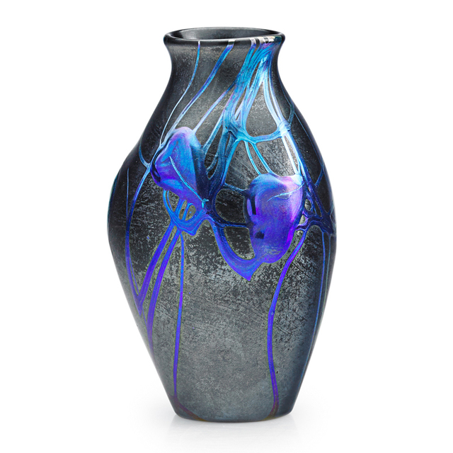 Tiffany Studios, ‘Rare, Possibly Experimental, Black And Blue Favrile Leaf And Vine Vase, New York’, ca. 1910, Rago/Wright