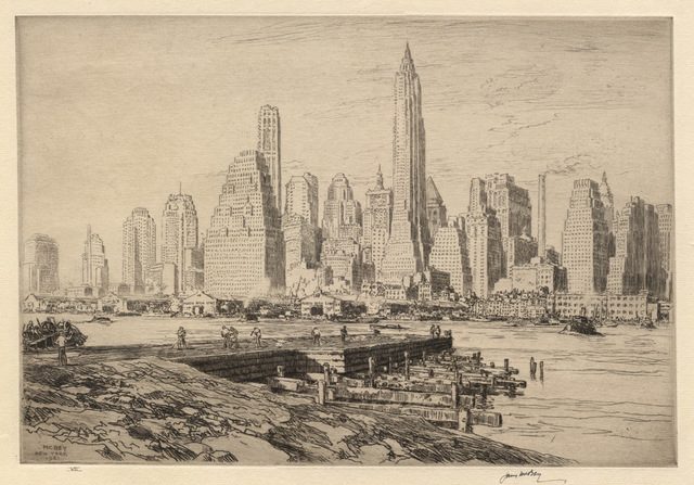 James McBey, ‘New York Harbour’, 1941, Print, Etching, Conrad R. Graeber Fine Art