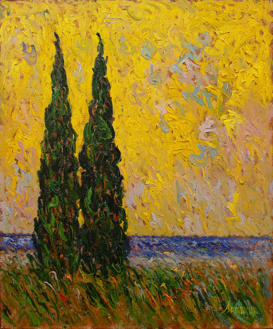 Samir Sammoun, ‘Cyprès et soleil II’, 2020, Painting, Oil on Canvas, Galerie d'Orsay