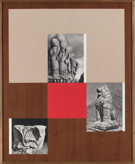 Kamrooz Aram, ‘Untitled, from the series Ancient Through Modern’, 2016, Painting, Book pages, book cloth, and pencil on board with walnut frame, Museum Dhondt-Dhaenens