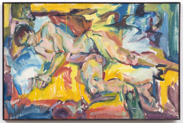 Carolee Schneemann, ‘Personae: JT and Three Kitch's’, 1957, Painting, Oil on Canvas, P.P.O.W