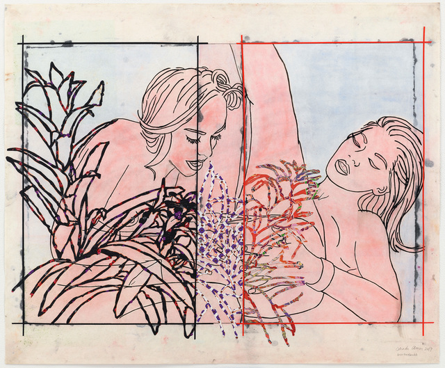 Ghada Amer & Reza Farkhondeh, ‘Mutual Consent’, 2017, Drawing, Collage or other Work on Paper, Acrylic, tape and fabric on pellon, Goodman Gallery