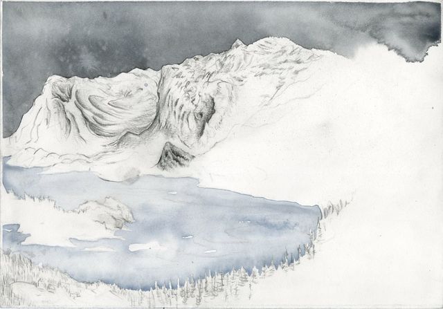 Jim Holyoak, ‘Dale i Sunnfjord’, year unknown, Drawing, Collage or other Work on Paper, India ink, bG Gallery