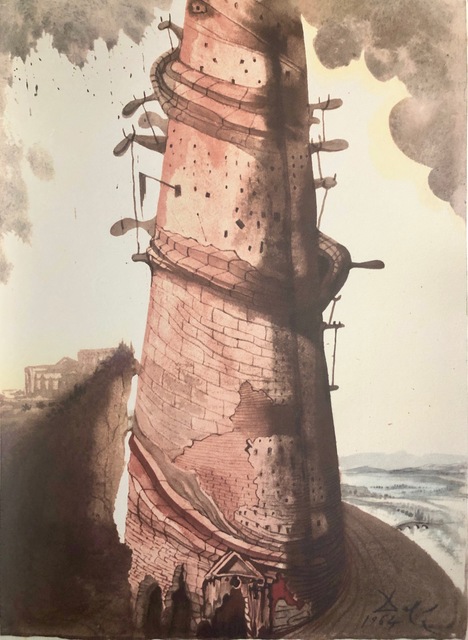 Salvador Dalí, ‘The Tower of Babel, 'Turris Babel', Biblia Sacra’, 1967, Mixed Media, Original Lithograph, Inviere Gallery