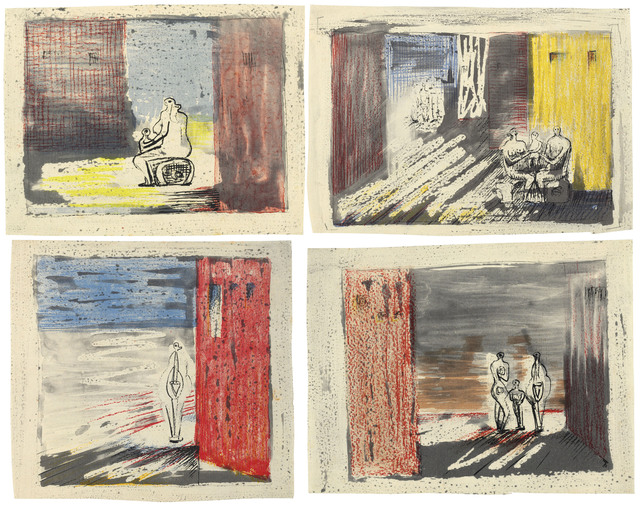 Henry Moore, ‘Figures in settings’, 1949, Print, Five collotypes on five sheets of laid paper, Christie's