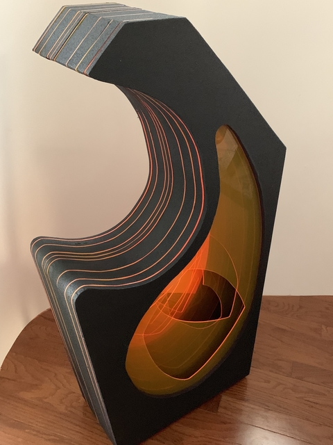 Curtis Taylor, ‘Cradled’, 2019, Sculpture, Grip tape, fluorescent acrylic, aluminum standoffs on wood panel, Dab Art