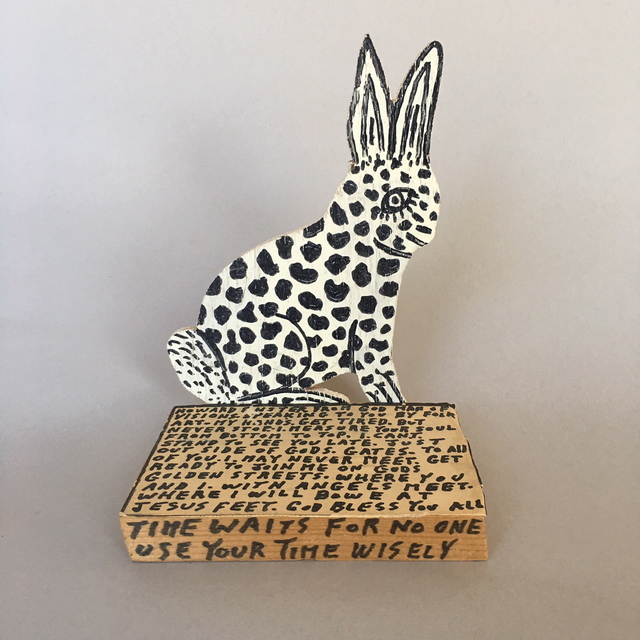 Howard Finster, ‘Untitled (Rabbit)’, 1989, Sculpture, Enamel and marker on wood, Beatrice Wood Center for the Arts
