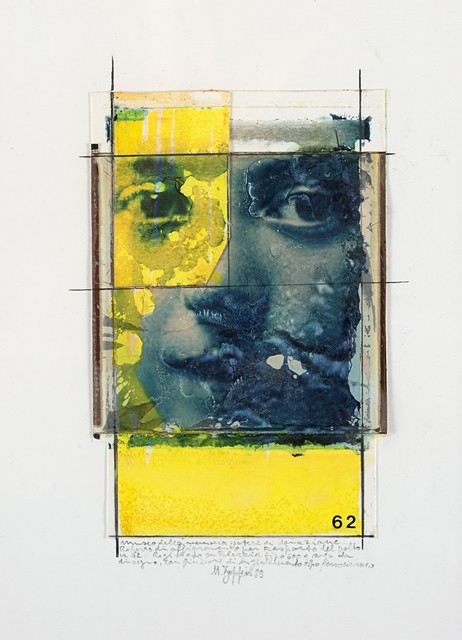 Natale Zoppis, ‘From the series: Ritratto della Memoria, prove di pulitura’, 1989, Mixed Media, Mixed tecnihnique (Polaroid and cardboard with intervention in pencil and yellow and blue tempera), Finarte