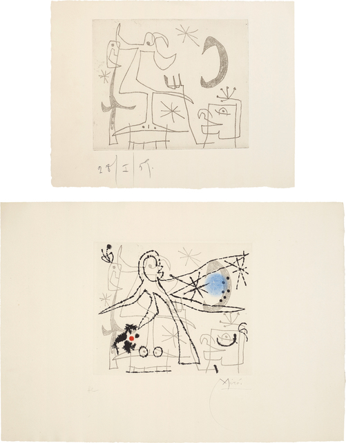 Joan Miró, ‘L'oiseau dressé (Standing Bird): two impressions’, 1960, Phillips