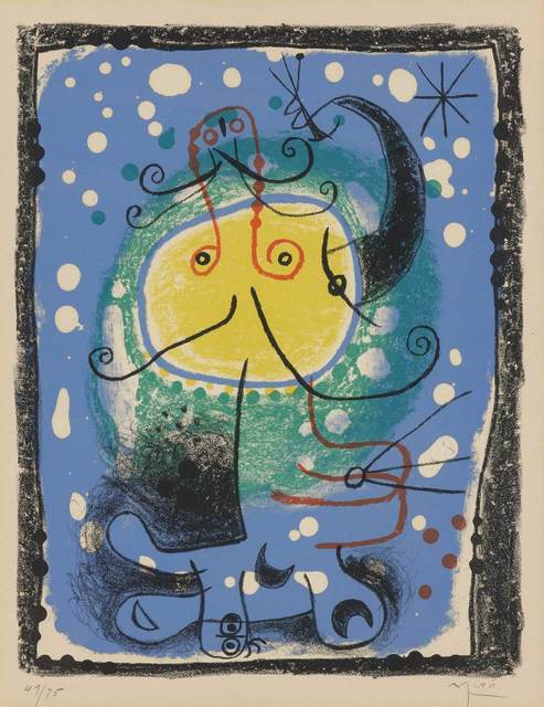 Joan Miró, ‘PERSONNAGE SUR FOND BLEU (MOURLOT 244)’, 1957, Doyle