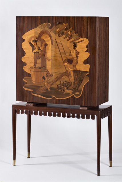 Luigi Anzani Mariano Comense Wooden Bar Cabinet Ca 1940