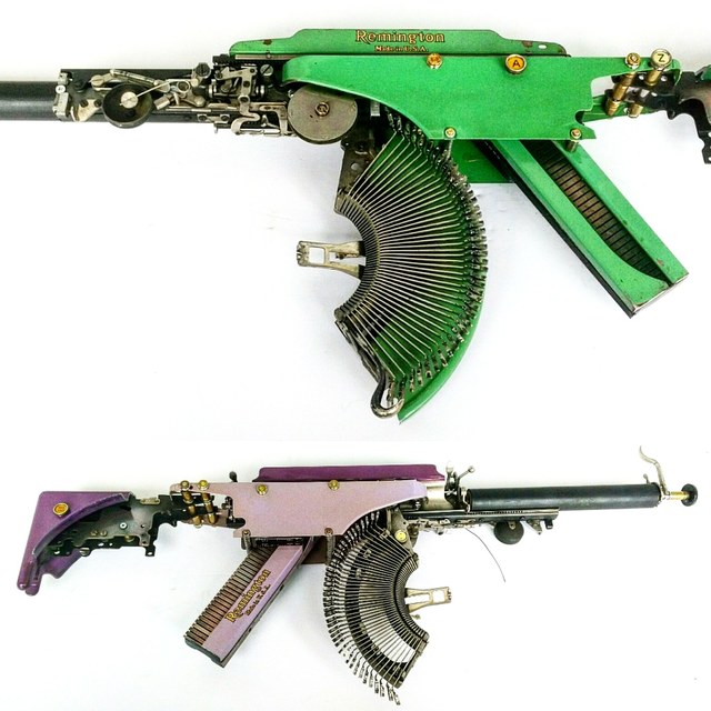 Eric Nado Rem Green AZ TAB Typewriter Machine Gun series (2019) Artsy