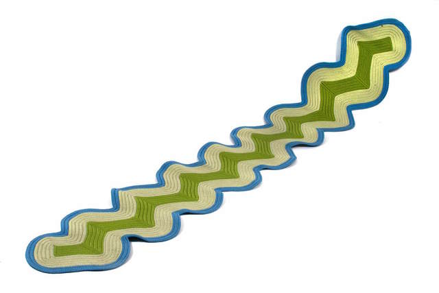 Katie Stout, ‘"Squiggle" rug in blue, pale green, and bright green braided wool and polyfiber’, ca. 2010, R & Company