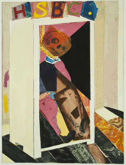 Grant Foster, ‘Untitled (HSBC)’, 2017, Painting, Pigment, glue and oil stick on collaged canvas, Lychee One