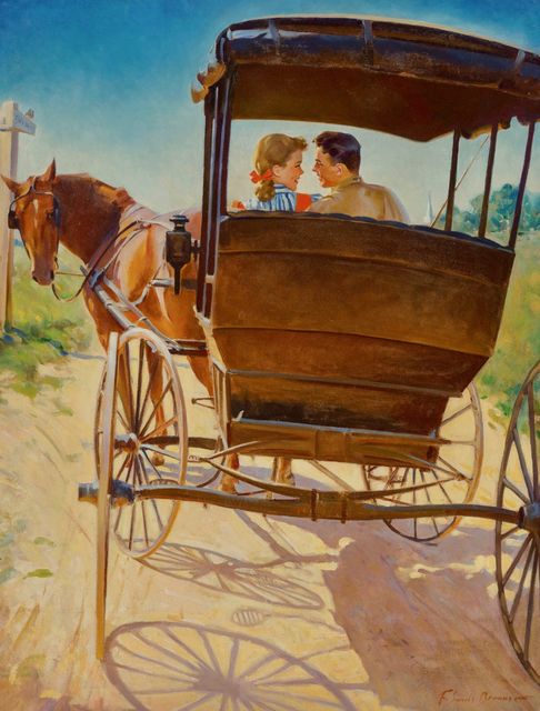 Frederick Sands Brunner, ‘The Carriage Ride’, 20th Century, Painting, Oil on Canvas, The Illustrated Gallery