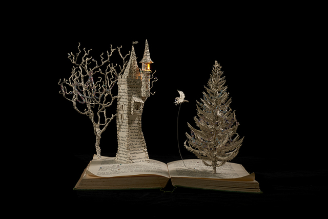 Su Blackwell, ‘The Bluebird’, 2018, Sculpture, Book cut sculpture in arched box, with lights, Long & Ryle